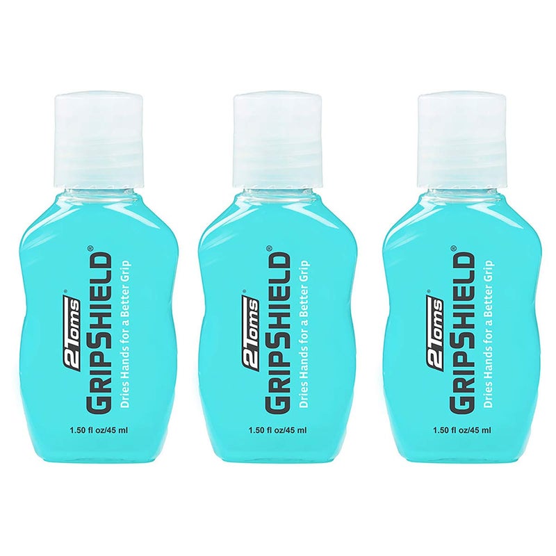 2Toms GripShield، معزز قبضة غير لزج، حل قبضة جاف لليدين المتعرقة، للتنس، البيكلبول، الجولف، الرقص على العمود، والألعاب، 1.5 أونصة، 3 زجاجات - Image 1